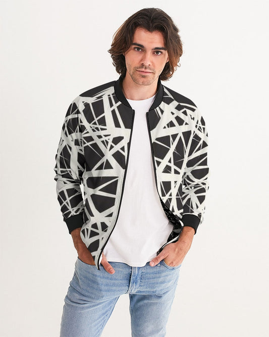 Men's Mixed Matter Bomber Jacket — bold all-over print by AmbiVirile, front view