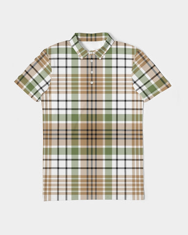 Autumn Plaid Men's Slim Fit Short Sleeve Polo