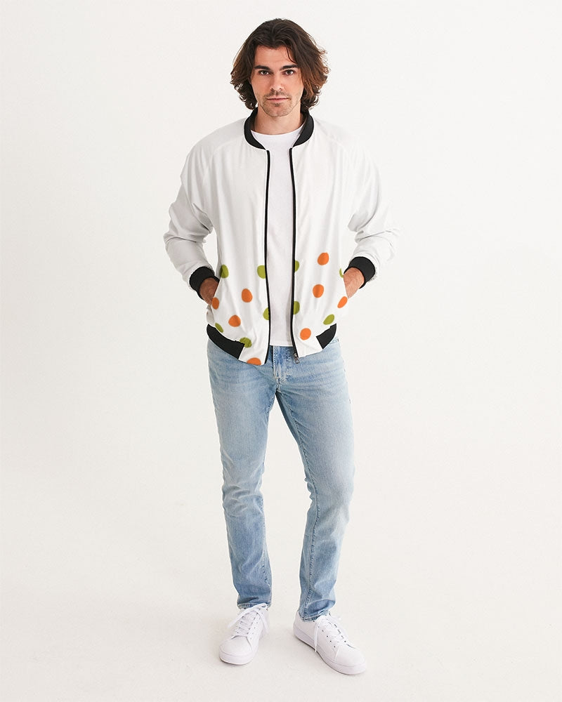 Men's Fall Polks Bomber Jacket — bold all-over print by AmbiVirile, back view