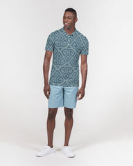 Teal Tribal Cloth Men's Slim Fit Short Sleeve Polo