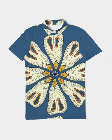 Tribal Flower Men's Slim Fit Short Sleeve Polo