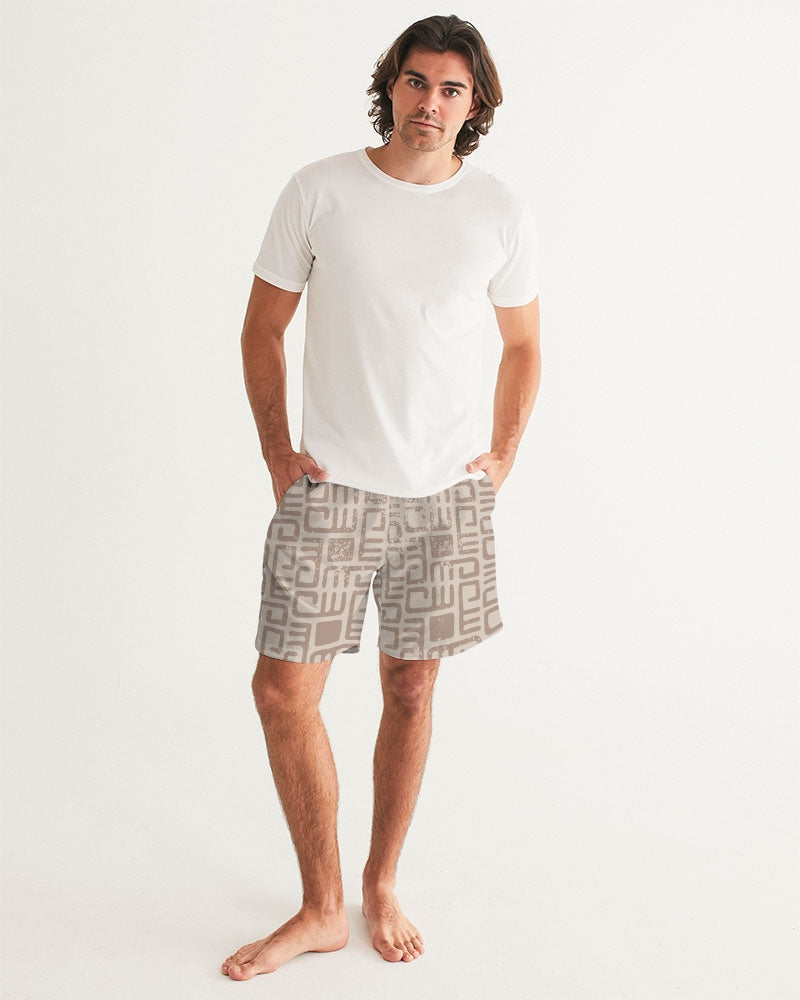 Men's Beige Tribes Swim Trunks — bold all-over print by AmbiVirile, view 5