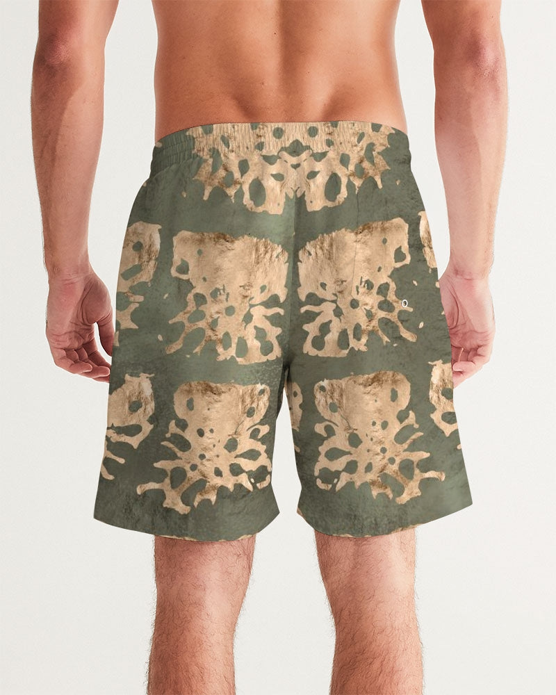 Men's Crocodile Sense Swim Trunks — bold all-over print by AmbiVirile, detail view
