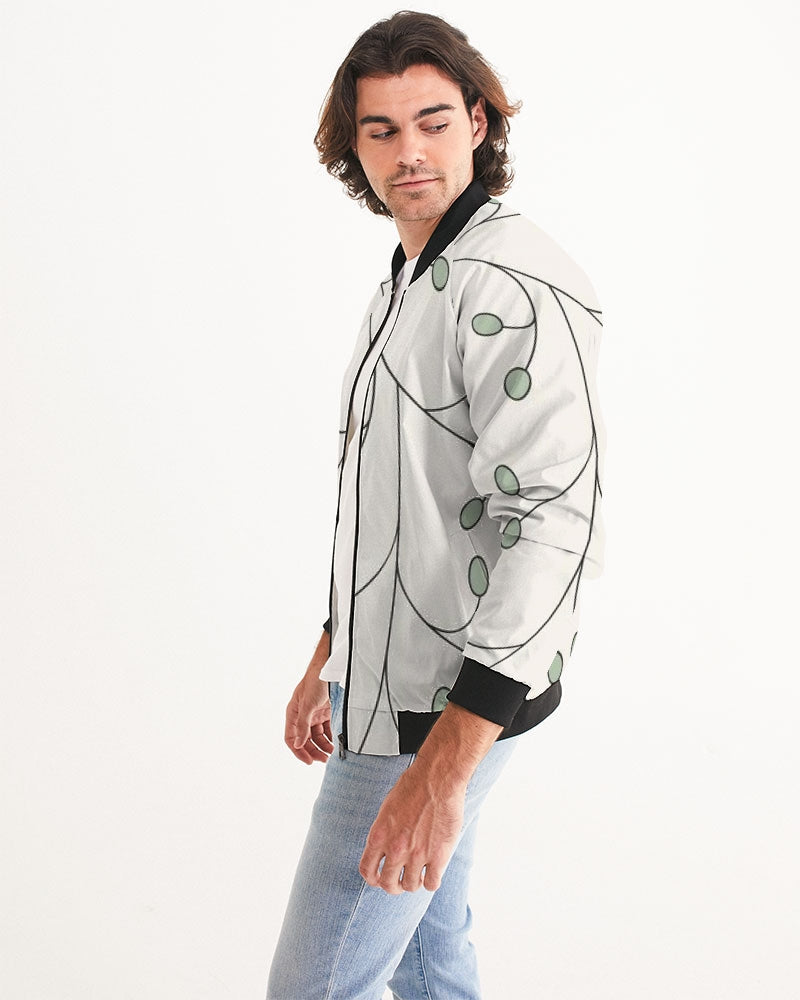 Men's Sprigs Bomber Jacket — bold all-over print by AmbiVirile, side view