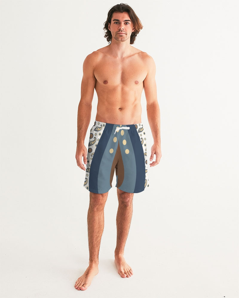 Men's Morning Paisley Swim Trunks — bold all-over print by AmbiVirile, back view