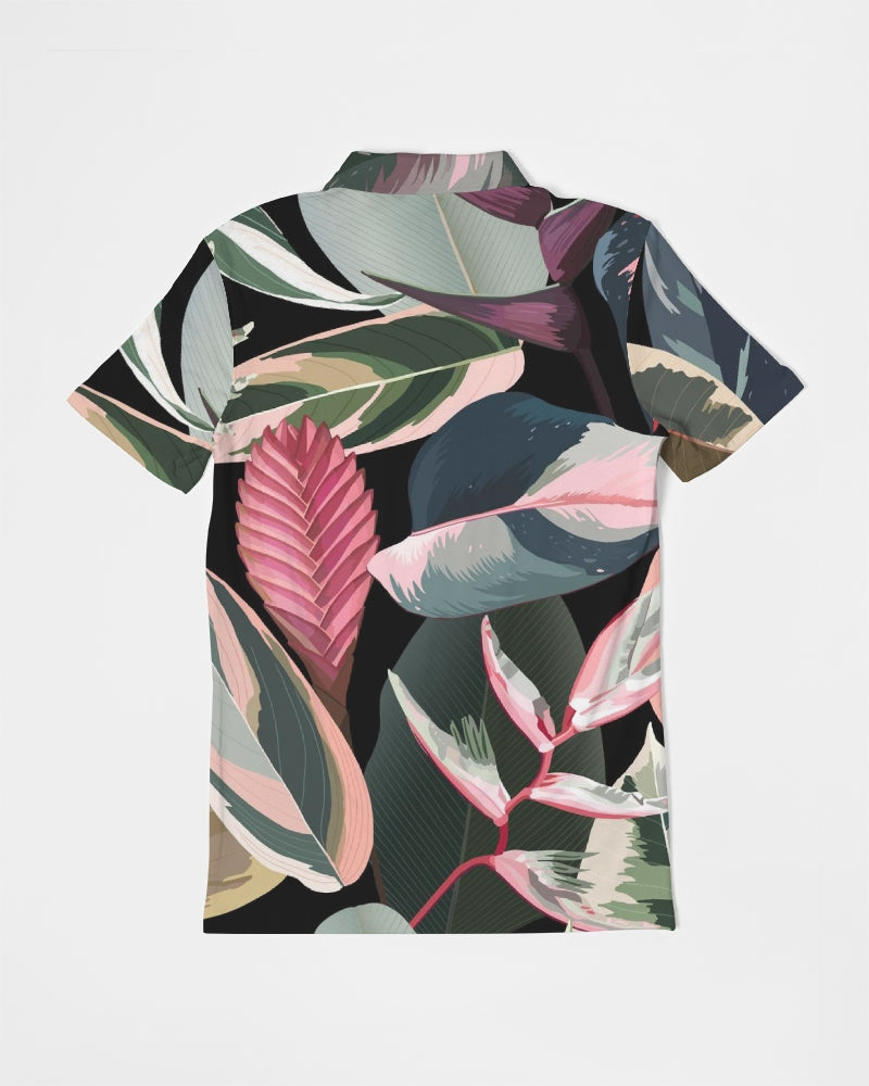 Black Botanical Slim Fit Polo