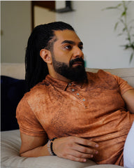 Brown Waves Slim Fit Polo