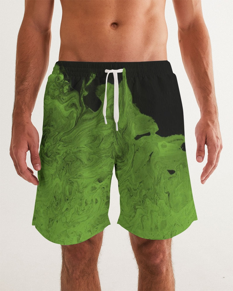 Men's Slime Swim Trunks — bold all-over print by AmbiVirile, front view