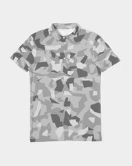 AV White Camo Men's Slim Fit Short Sleeve Polo