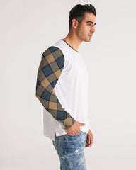 Dark Teal Plaid Men's Long Sleeve Tee
