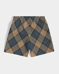 Dark Teal Plaid Men's Swim Trunk