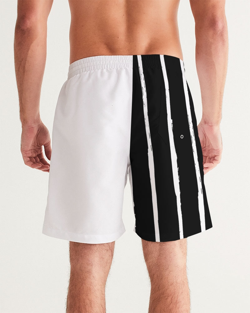 Men's Big PINS Swim Trunks — bold all-over print by AmbiVirile, detail view