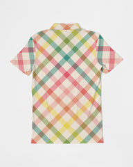 Pretty Plaid Men's Slim Fit Short Sleeve Polo