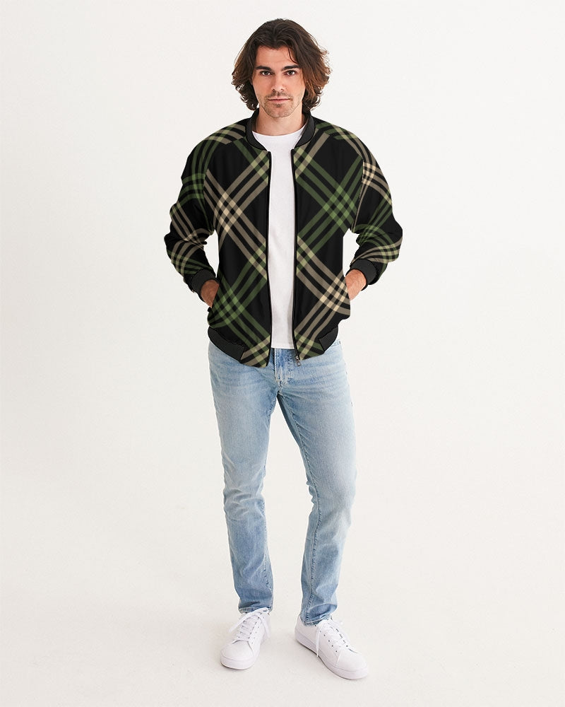 Men's Smooth Plaid Bomber Jacket — bold all-over print by AmbiVirile, back view