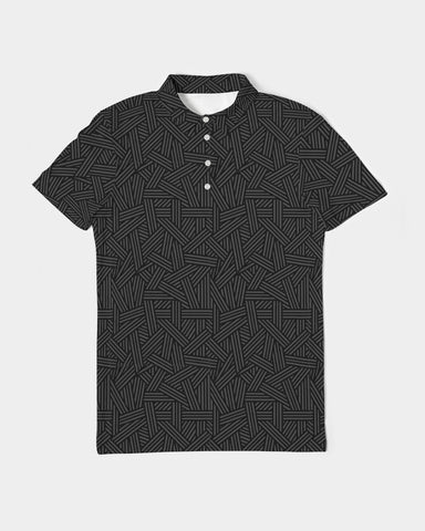 Black Weave Men's Slim Fit Short Sleeve Polo
