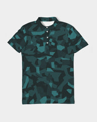 AV Teal Camo Men's Slim Fit Short Sleeve Polo