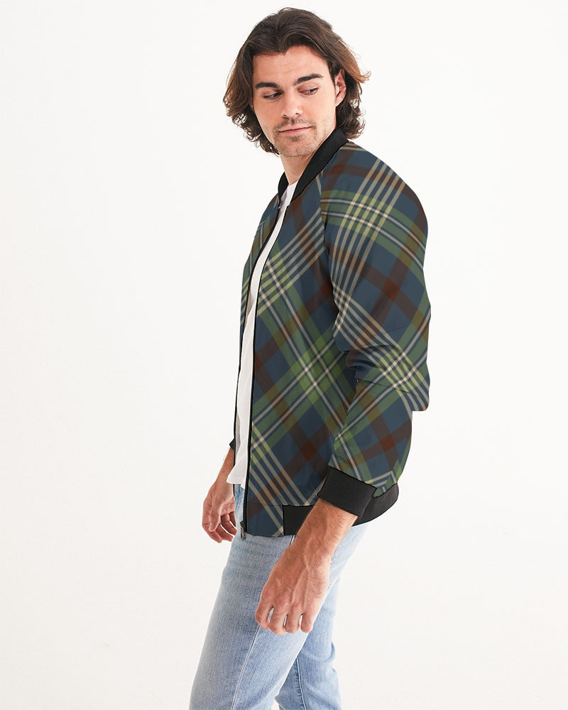 Men's Winter Plaid Bomber Jacket — bold all-over print by AmbiVirile, side view