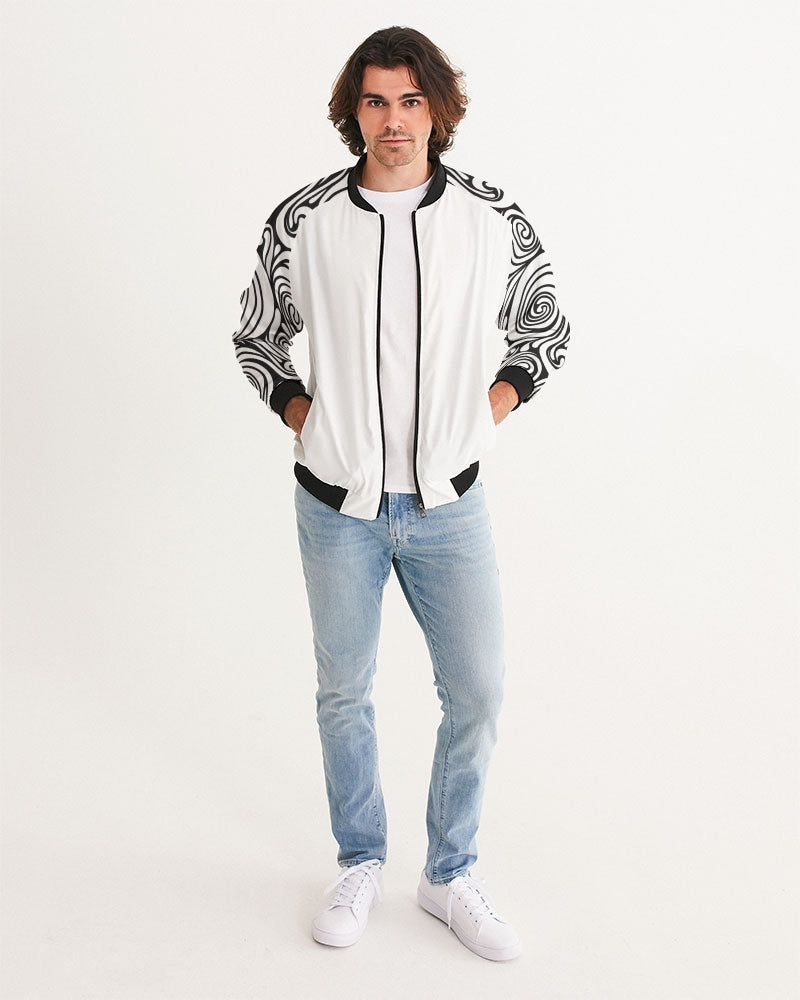 Men's Psychedelic Bomber Jacket — bold all-over print by AmbiVirile, back view