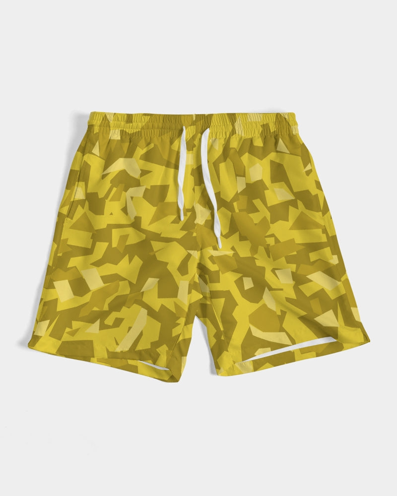 Men's AV Yellow Camo Swim Trunks — bold all-over print by AmbiVirile, view 6