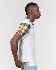 Classic Plaid Brown Men's Slim Fit Short Sleeve Polo