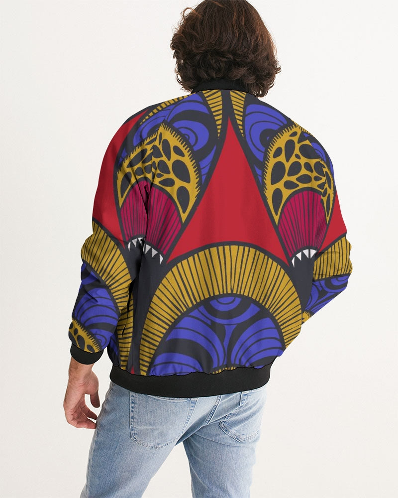 Men's Tribes Forever Bomber Jacket — bold all-over print by AmbiVirile, detail view