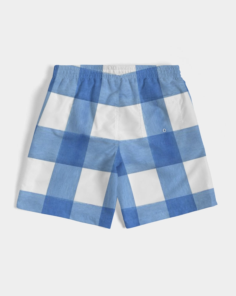 Men's Blue Cube Swim Trunks — bold all-over print by AmbiVirile, view 7