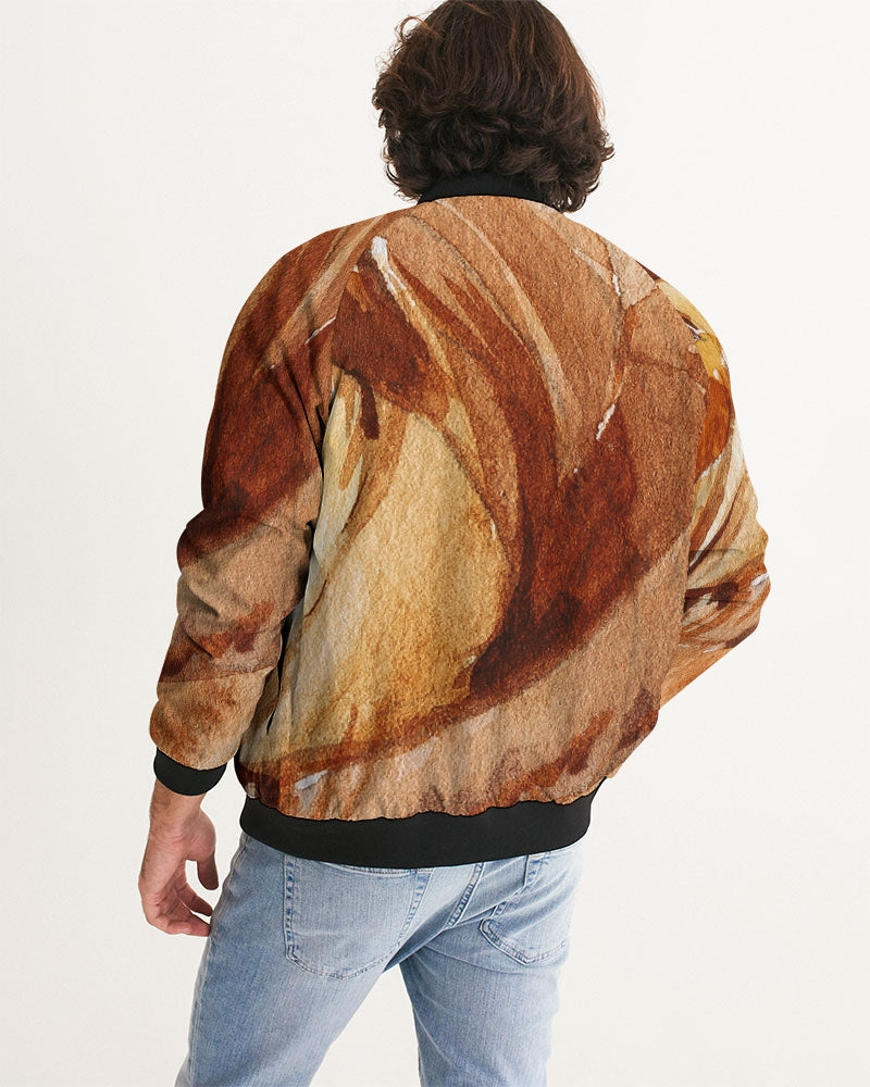 Men's Autumn Bloom Bomber Jacket — bold all-over print by AmbiVirile, detail view
