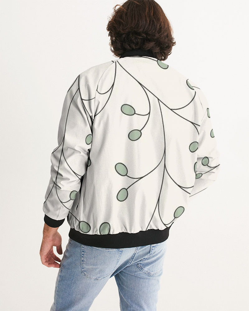 Men's Sprigs Bomber Jacket — bold all-over print by AmbiVirile, detail view