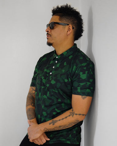 AV Green Camo Men's Slim Fit Short Sleeve Polo